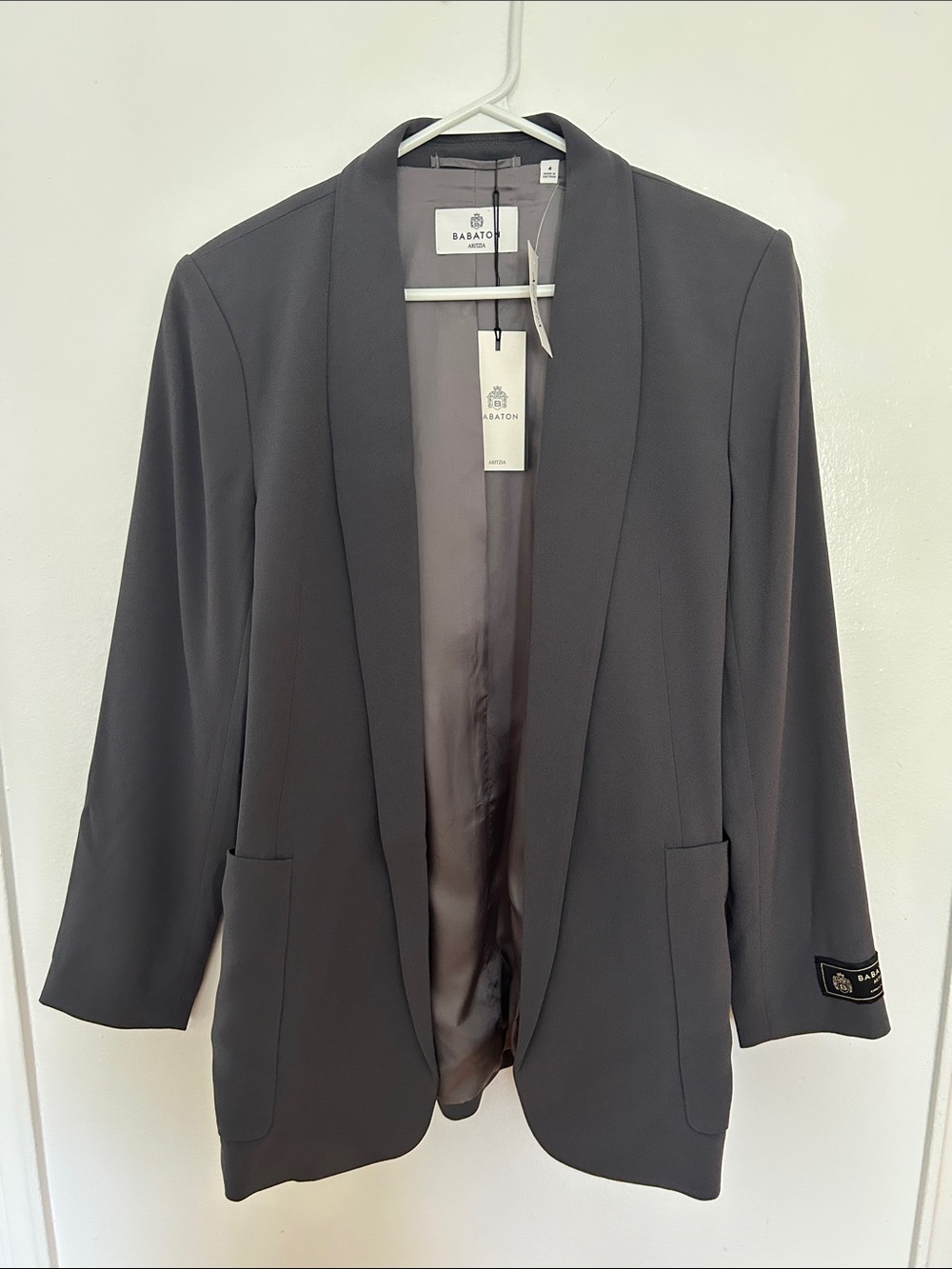 NWT Babaton Executive Blazer Coal Grey with Belted shawl-collar